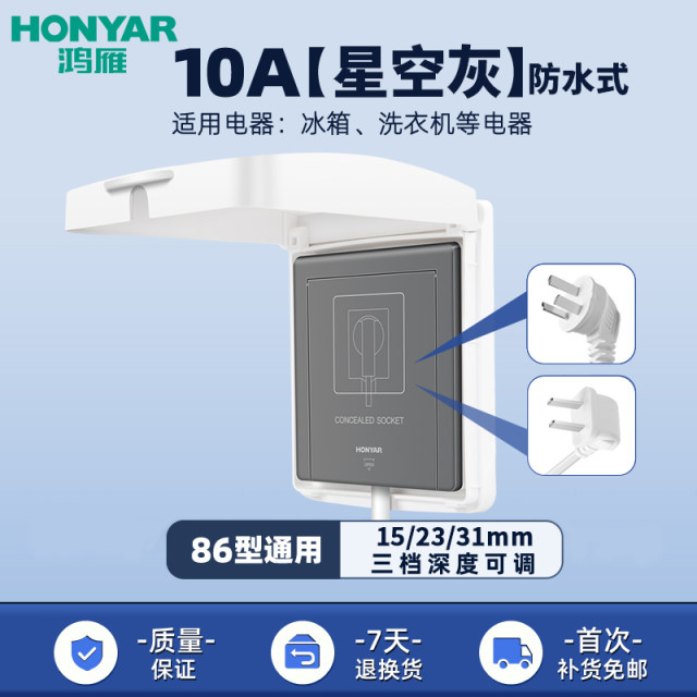 防水式嵌入插座五孔10A（星空灰）