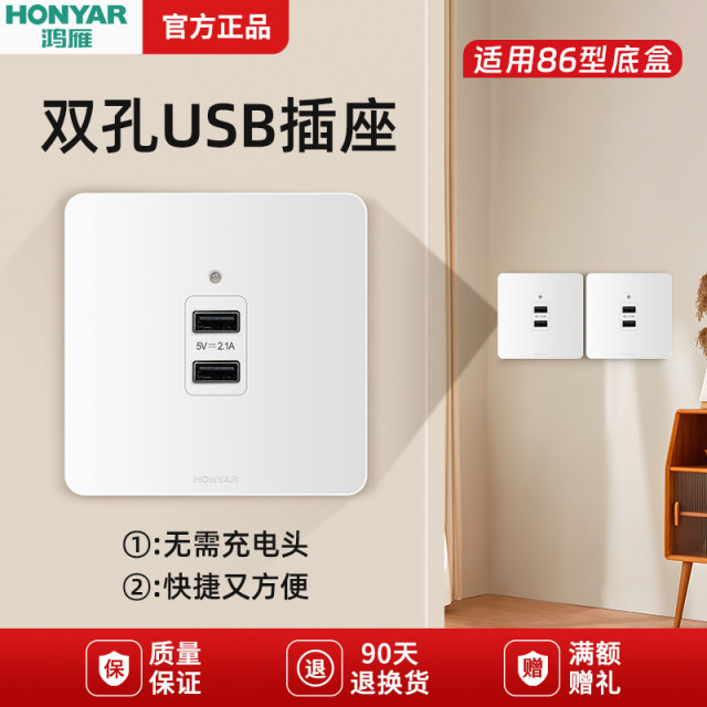 两位USB墙面插座