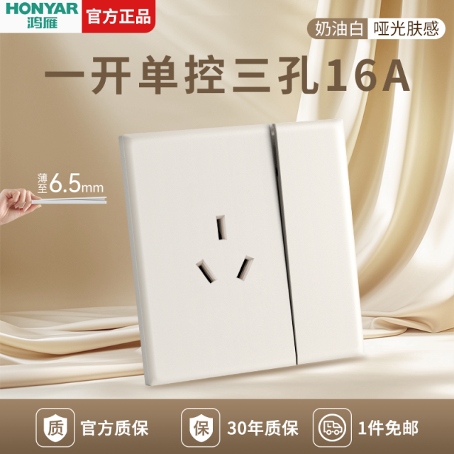 三孔插座带一开单控16A开关